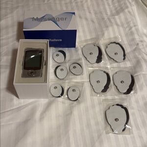Handheld Electronic Massager with Multiple Electrode Pads - White/Black